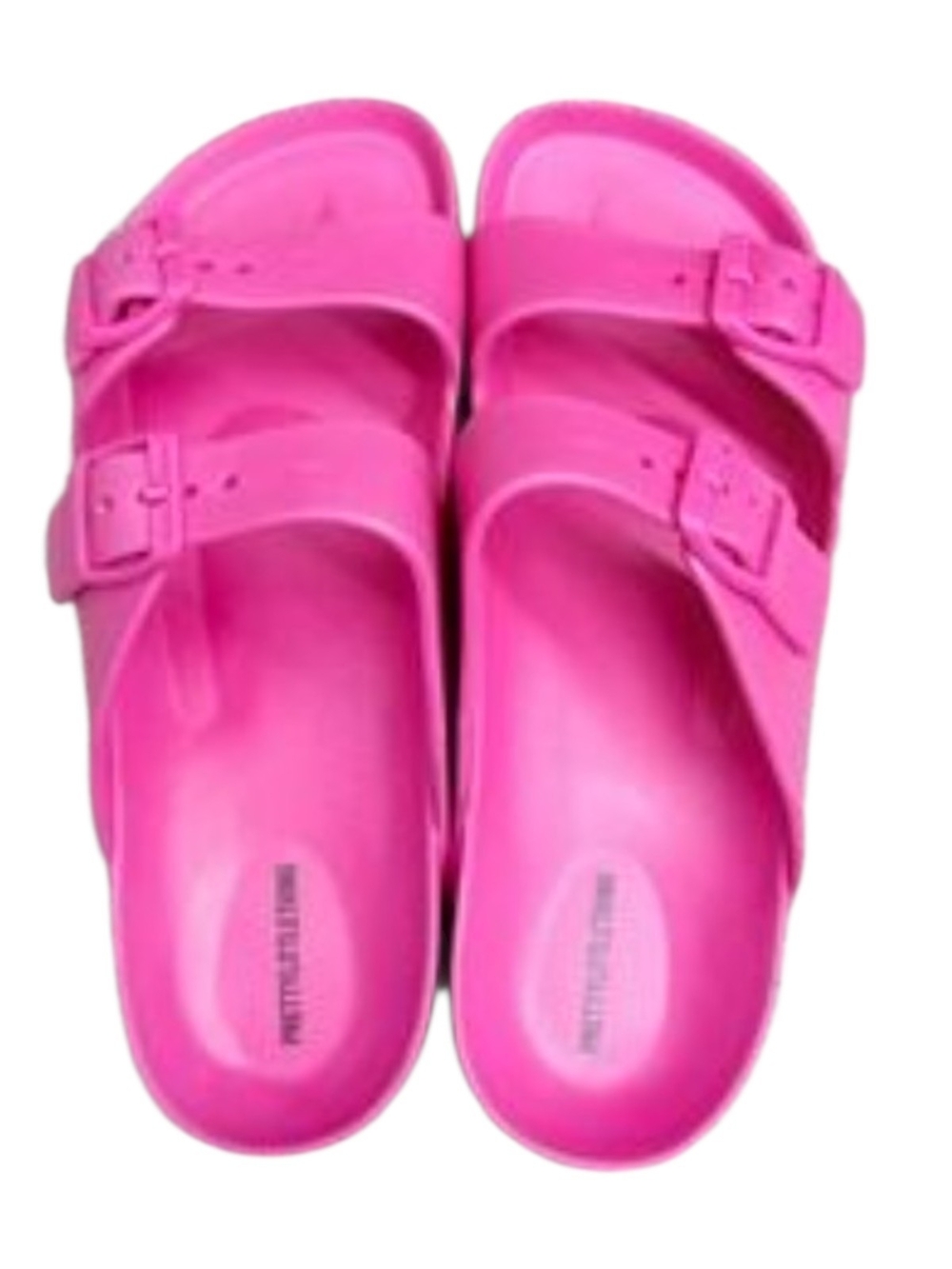 PrettyLittleThing Hot Pink Double Buckle Footbed Sliders US 6